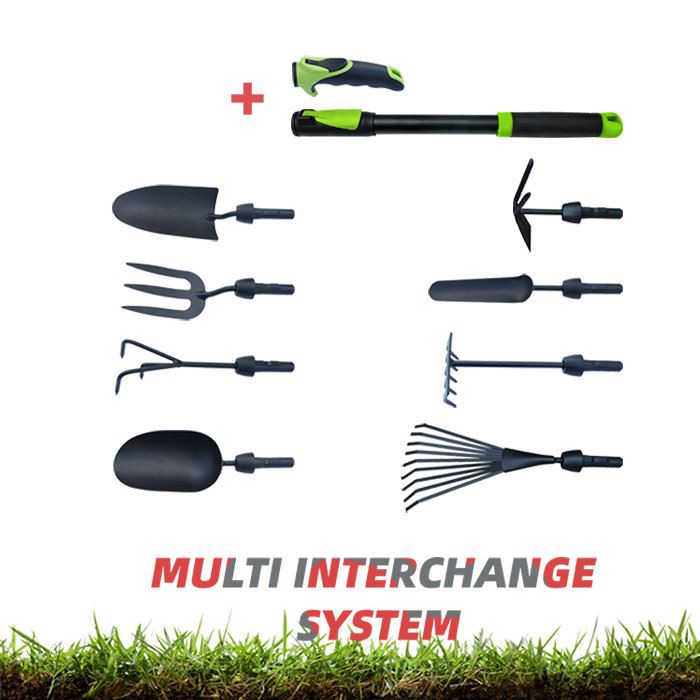 Mini garden hand tools multi interchange system