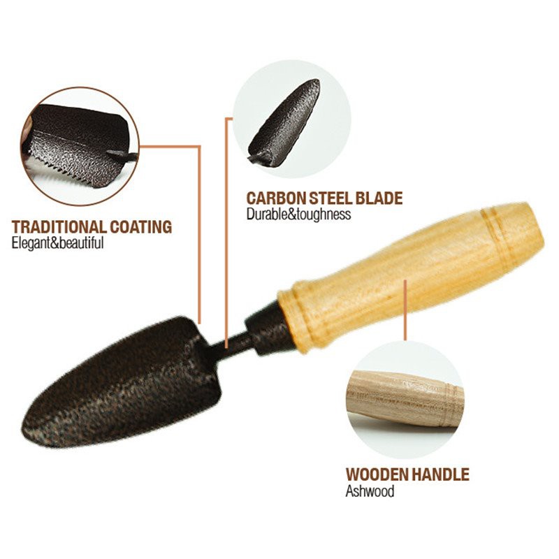 Carbon steel garden transplanter trowel