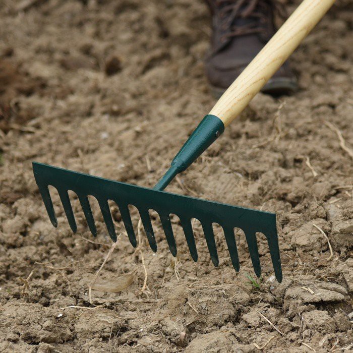 wood garden rake